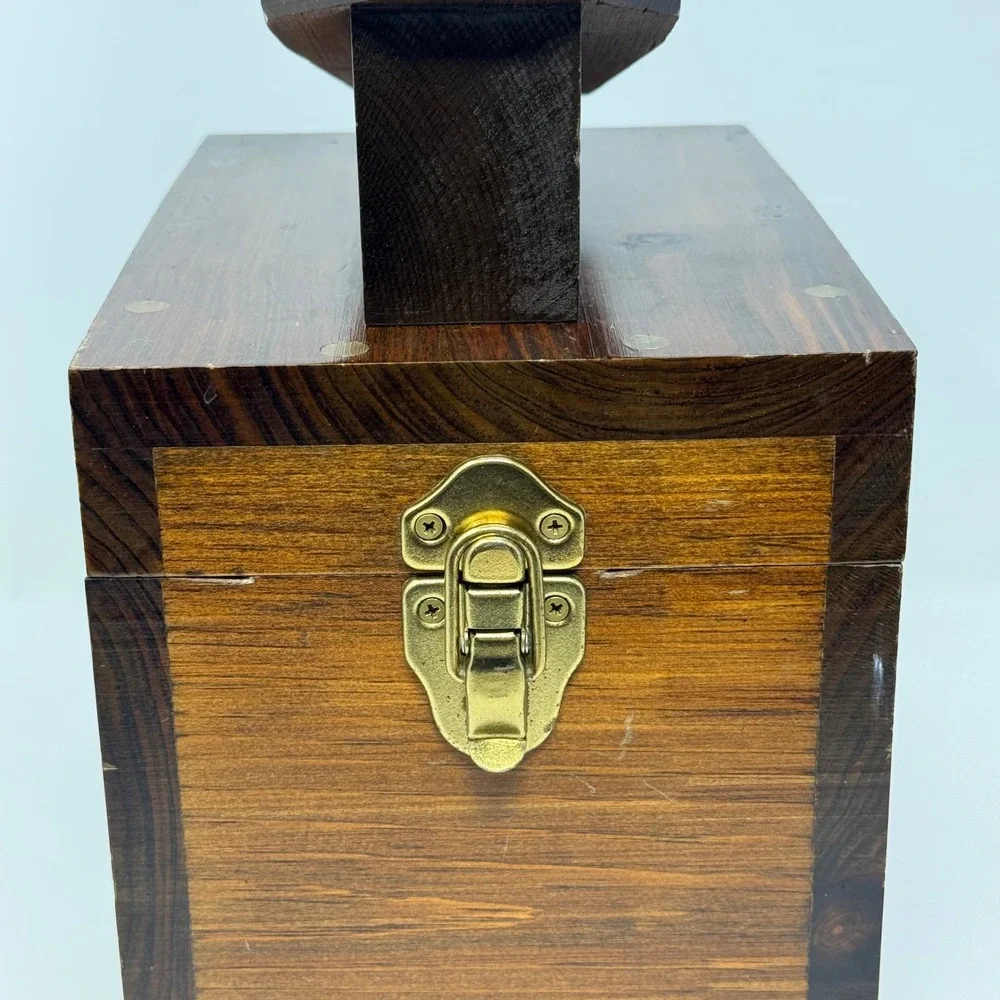 Stafford Collection Wooden Shoe Shine Valet Box Footrest Latch Dark Wood Vintage